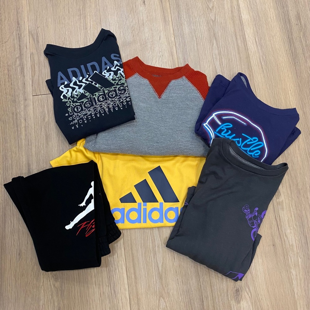 Adidas Jordan Mixed Lot Boys 5/6 Multicolored Shirts Joggers Activewear Bundle